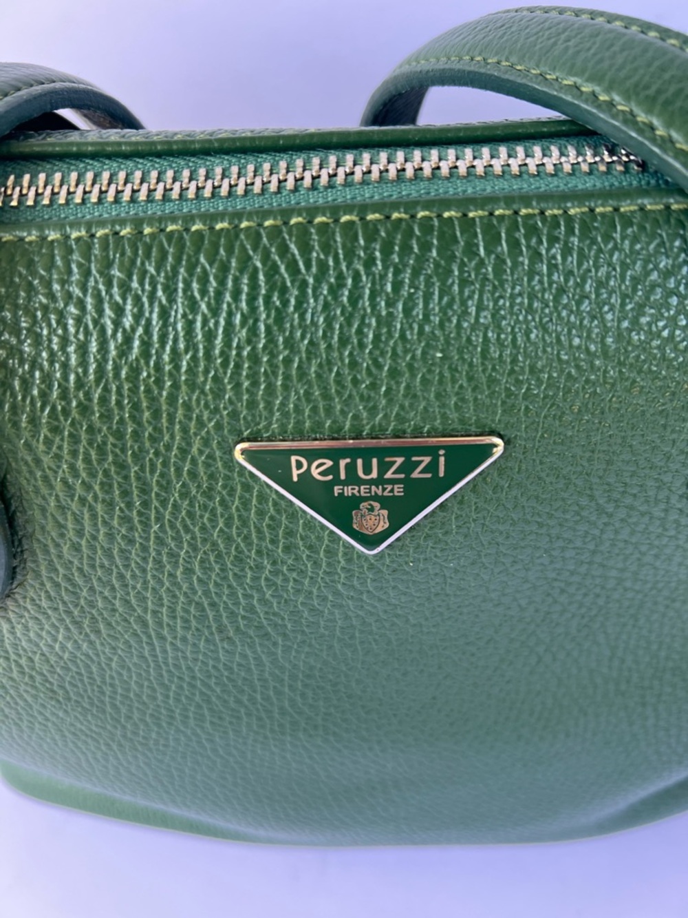 Peruzzi Firenze Green Leather Satchel | Made in Italy Structured Handbag - Picture 2 of 9